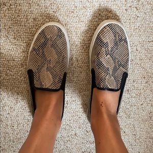 Snakeskin slip ons